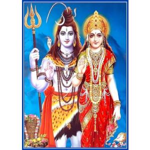 インドの神様 シヴァ＆パールヴァティー神 お守りカード×1枚[016] India God【Siva＆Parvati】Small Card (Charm)