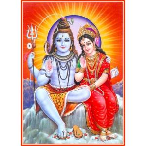 インドの神様 シヴァ＆パールヴァティー神 お守りカード×1枚[019] India God【Siva＆Parvati】Small Card (Charm)