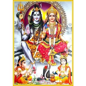 インドの神様 シヴァ＆パールヴァティー神 お守りカード×1枚[020] India God【Siva＆Parvati】Small Card (Charm)