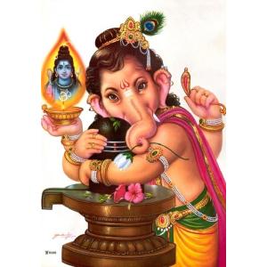 インドの神様 ガネーシャ神 お守りステッカー×1枚[018]　India God【Ganesa】Small sticker (Charm)【富】【商業】【学問】【繁栄】【成功】【群衆の長】