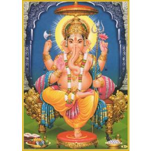インドの神様 ガネーシャ神 お守りステッカー×1枚[024]　India God【Ganesa】Small sticker (Charm)【富】【商業】【学問】【繁栄】【成功】【群衆の長】
