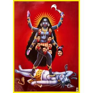 インドの神様 カーリー神 お守りステッカー×1枚[001] India God【Kali】Small Sticker (Charm)【黒】【黒き者】【黒き母】【殺戮】【破壊】【勝利】