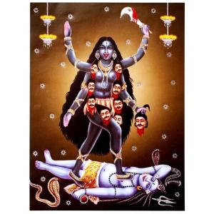 インドの神様 カーリー神 お守りステッカー×1枚[002] India God【Kali】Small Sticker (Charm)【黒】【黒き者】【黒き母】【殺戮】【破壊】【勝利】