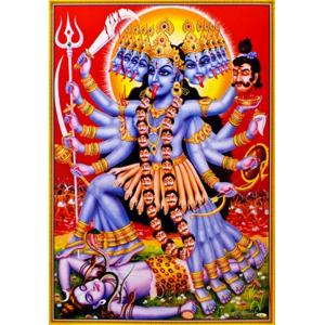 インドの神様 カーリー神 お守りステッカー×1枚[004] India God【Kali】Small Sticker (Charm)【黒】【黒き者】【黒き母】【殺戮】【破壊】【勝利】