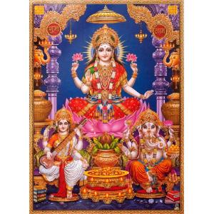 インドの神様 ラクシュミー/ガネーシャ/サラスヴァティ―神 お守りステッカー[002] India God【Lax/Gane/Sara】Small Sticker (Charm)