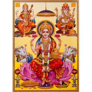 インドの神様 ラクシュミー/ガネーシャ/サラスヴァティ―神 お守りステッカー[004] India God【Lax/Gane/Sara】Small Sticker (Charm)