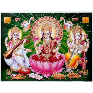 インドの神様 ラクシュミー/ガネーシャ/サラスヴァティ―神 お守りステッカー[006] India God【Lax/Gane/Sara】Small Sticker (Charm)