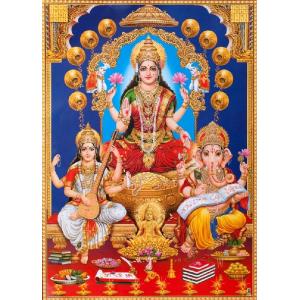 インドの神様 ラクシュミー/ガネーシャ/サラスヴァティ―神 お守りステッカー[008] India God【Lax/Gane/Sara】Small Sticker (Charm)