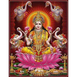インドの神様 ラクシュミー神 お守りステッカー×1枚[018] India God【Laxmi】Small Sticker (Charm)