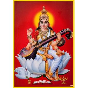 インドの神様 サラスバティー神 お守りステッカー×1枚[001] India God【sarasvati】Small Sticker (Charm)