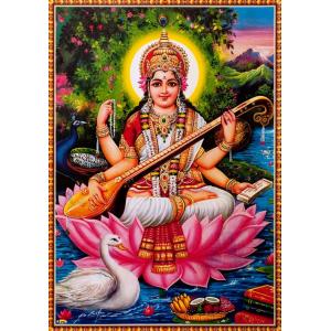 インドの神様 サラスバティー神 お守りステッカー×1枚[003] India God【sarasvati】Small Sticker (Charm)