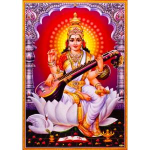 インドの神様 サラスバティー神 お守りステッカー×1枚[006] India God【sarasvati】Small Sticker (Charm)