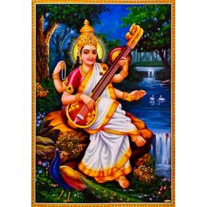 インドの神様 サラスバティー神 お守りステッカー×1枚[011] India God【sarasvati】Small Sticker (Charm)