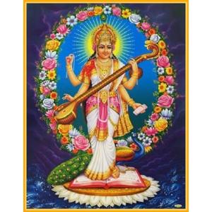 インドの神様 サラスバティー神 お守りステッカー×1枚[012] India God【sarasvati】Small Sticker (Charm)