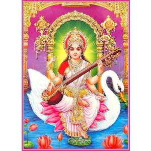 インドの神様 サラスバティー神 お守りステッカー×1枚[017] India God【sarasvati】Small Sticker (Charm)