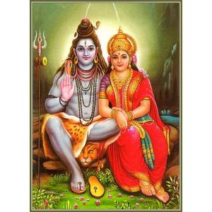 インドの神様 シヴァ＆パールヴァティー神 お守りステッカー×1枚[005] India God【Siva＆Parvati】Small Sticker (Charm)