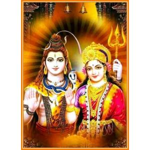 インドの神様 シヴァ＆パールヴァティー神 お守りステッカー×1枚[007] India God【Siva＆Parvati】Small Sticker (Charm)