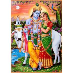 インドの神様 クリシュナ＆ラーダのお守りカード[008]　India God【Krishna＆Radha】Small Card (Charm)