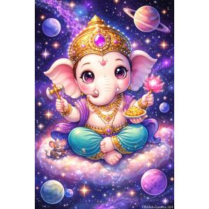 インドの神様 ガネーシャ神 ポスター B7(L)サイズ×1枚[103]【キューティー】India God【Cutie-Ganesa】Poster B7(L)-Size【富】【商業】【学問】【繁栄】