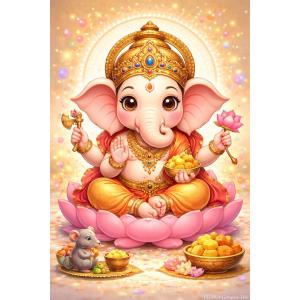 インドの神様 ガネーシャ神 ポスター B7(L)サイズ×1枚[106]【キューティー】India God【Cutie-Ganesa】Poster B7(L)-Size【富】【商業】【学問】【繁栄】