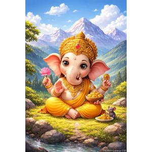 インドの神様 ガネーシャ神 ポスター B7(L)サイズ×1枚[110]【キューティー】India God【Cutie-Ganesa】Poster B7(L)-Size【富】【商業】【学問】【繁栄】