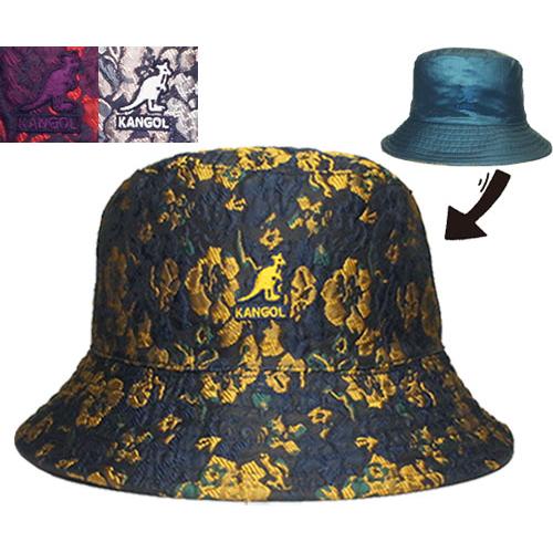 カンゴール KANGOL FLORAL JACQUARD REV BUCKET MARINETEAL...