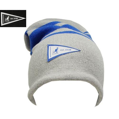 KANGOL カンゴール Rev Stripe Slouch Beanie Grey Black ニ...