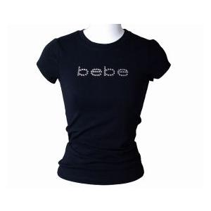 bebe 　ビビ　 スワロフスキー ラインストーン ベーシック ロゴ Tシャツ 　ブラック　