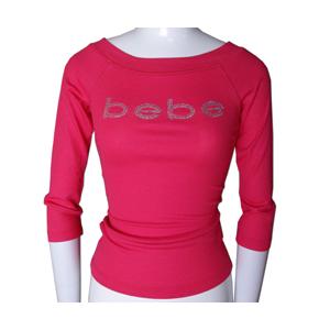 bebe (ビビ) スワロフスキー ラインストーン ボートネックトップ (ホットピンク)
