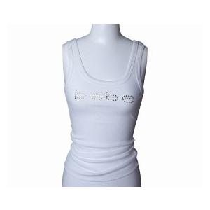 bebe (ビビ) スワロフスキー ラインストーン ローネック タンクトップ (LONG) (ホワイ...