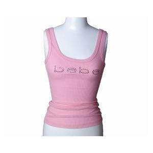 bebe (ビビ) スワロフスキー ラインストーン ローネック タンクトップ (LONG) (ピンク...
