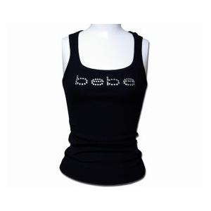 bebe (ビビ) スワロフスキー ラインストーン レーサーバック タンクトップ (LONG) (ブ...