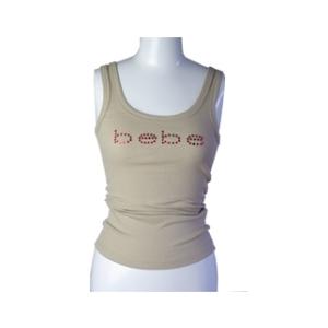 bebe(ビビ) スワロフスキー ラインストーン ローネック タンクトップ (LONG) ベージュ