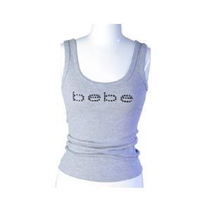 bebe(ビビ) スワロフスキー ラインストーン スクープローネック タンクトップ(LONG) グレ...