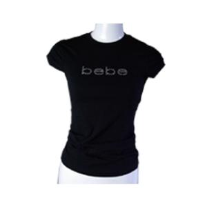 bebe(ビビ) スワロフスキー ラインストーン ルーシュスリーブ Tシャツ