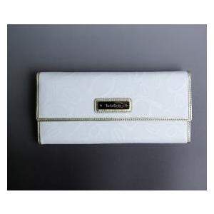 bebe (ビビ) ナイロン モノグラム ロングウォレット (ホワイト×ゴールド）