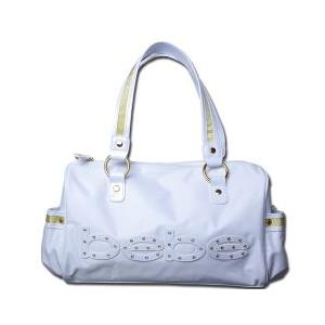 bebe (ビビ) スワロフスキー ラインストーン ドラムバッグ (ホワイト)