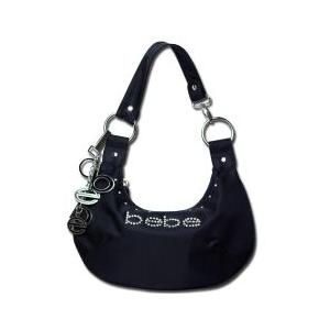 bebe (ビビ) スワロフスキー ラインストーン ロゴ ショルダーバッグ (ブラック)
