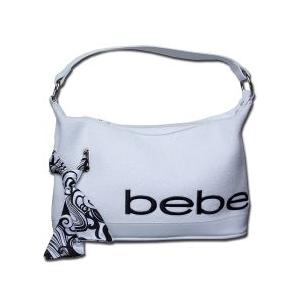 bebe (ビビ) パイル ショルダーバッグ (ホワイト×ブラック)