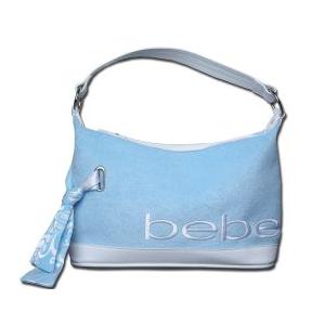 bebe (ビビ) パイル ショルダーバッグ (ライトブルー×ホワイト)