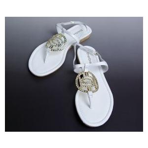 bebe (ビビ) スワロフスキー ラインストーン サークル ロゴ サンダル -24cm- (ホワイ...