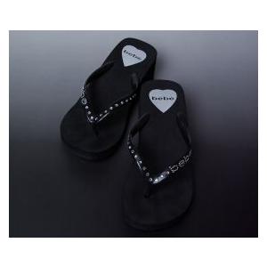 bebe (ビビ) スワロフスキー ラインストーン ロゴ サンダル -F− (ブラック)