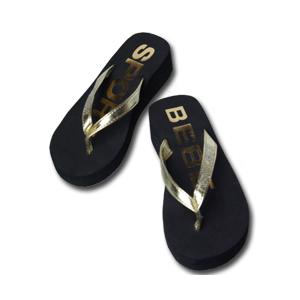 bebe SPORT (ビビスポーツ) スワロフスキー ラインストーン ウェッジ ロゴ サンダル（ブ...