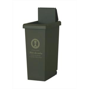 平和工業 スライドペール20L ブラウン ワンタッチ開閉 蓋ロック式 コロ付き かわいい 4907556224521