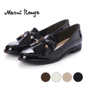 パンプス エナメル タッセル ローファー メタルルージュ