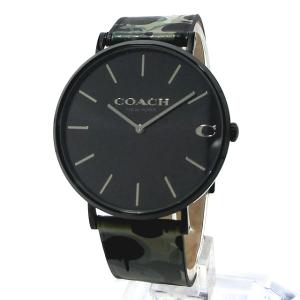 コーチ COACH  メンズ 腕時計 CHARLES  41mm ブラック/カモフラージュ レザー 14602573  #287711｜プレマ インポートマーケット