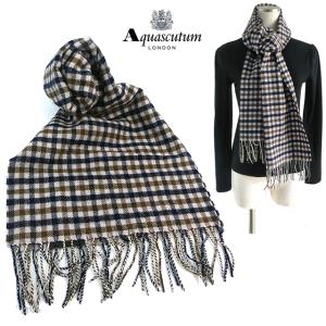 アクアスキュータム ラムウール マフラー Aquascutum  定番サイズ 168cm×31cm 英国製 ユニセックス  （箱無し・メール便）｜プレマ インポートマーケット