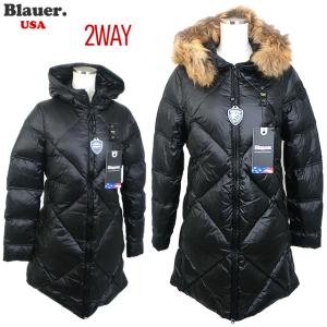 超特価 高品質 レディース 本格 ダウン ジャケット コート 膝上 リアルファー取り外し式  Blauer USA ブラウアー  19WBLDK03004 005050 999 ブラック