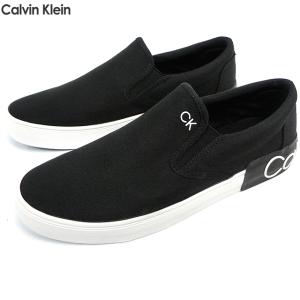 カルバンクライン メンズ スリッポン スニーカー Calvin Klein CMRYOR 962 ブラック キャンバス シューズ 靴｜pre-ma