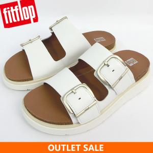 【アウトレット 訳あり】フィットフロップ  サンダル レディース (US7/24cm)  fit flop FITFLOP   GEN-FF BUCKLE TWO-BAR LEATHER SLIDES HE8-194 URBAN WHITE｜pre-ma